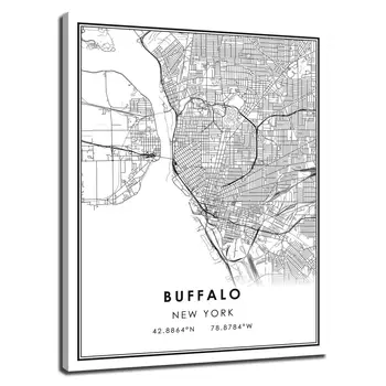 Buffalo žemėlapį spausdinti plakato drobės | Buffalo miesto žemėlapį spausdinti plakato drobė 